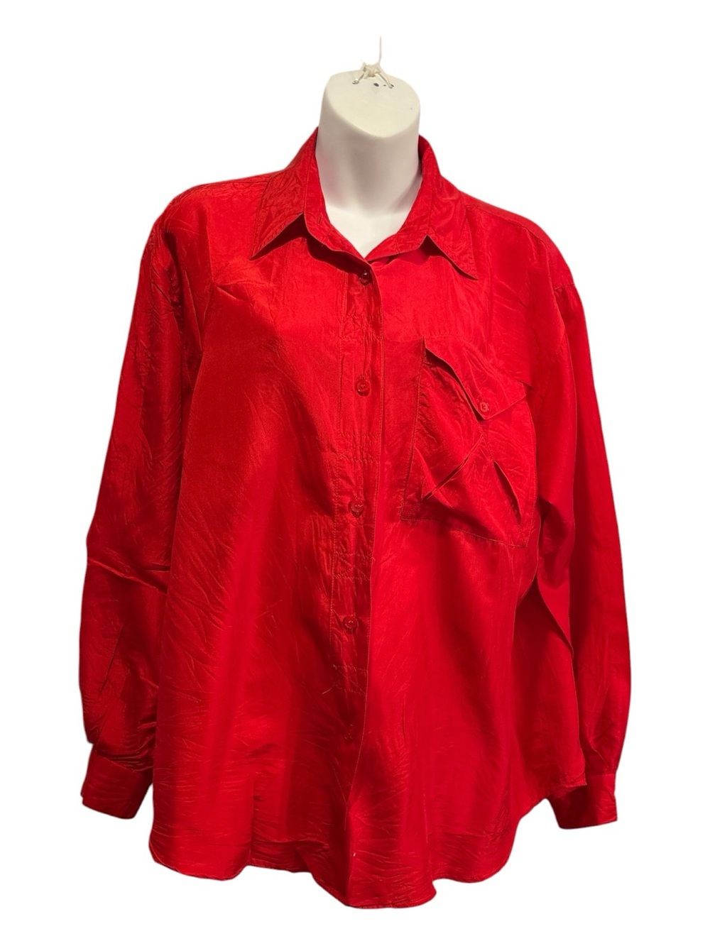 Milano Sport Red Button-Up Shirt size 8 100% silk